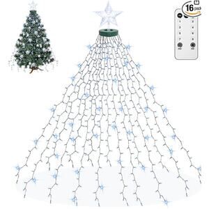 Tree Lights with Star Toppers, 410 LED,8 Modes & Memory, 6.6FT, Remote&Time